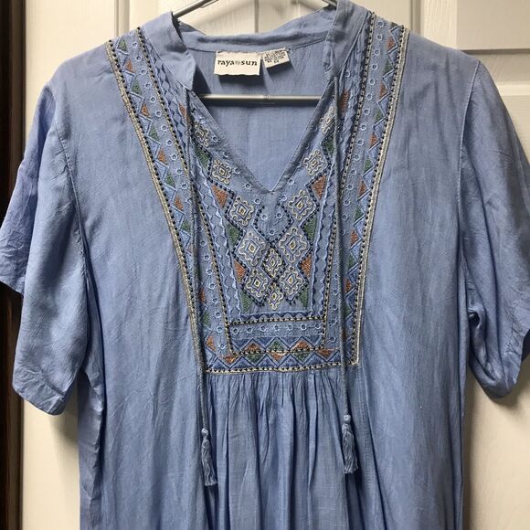 Raya Sun Women Blue Dress M Used Has Pockets - Picture 3 of 6